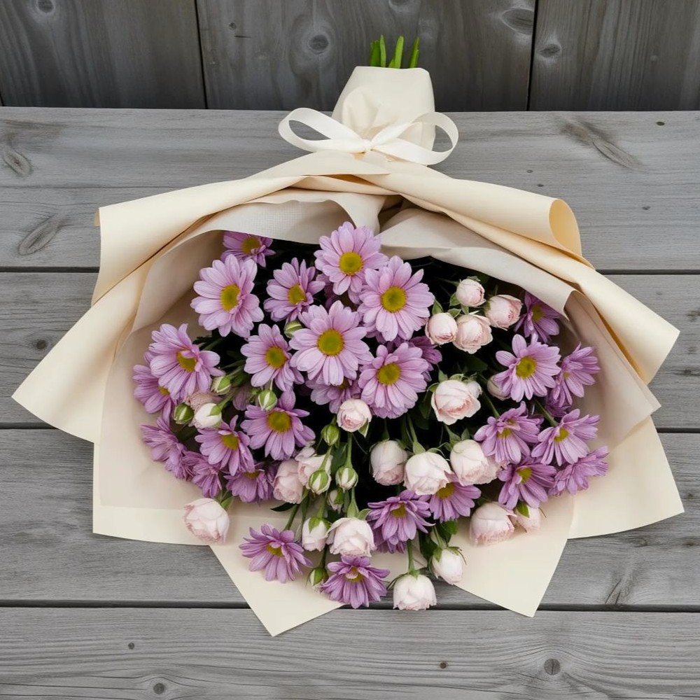 Букет цветов из: Розы и Хризантемы в Катайске