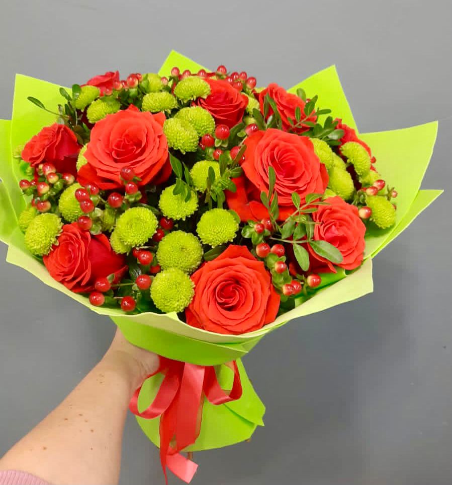 Букет цветов из: Хризантемы и Розы в Катайске