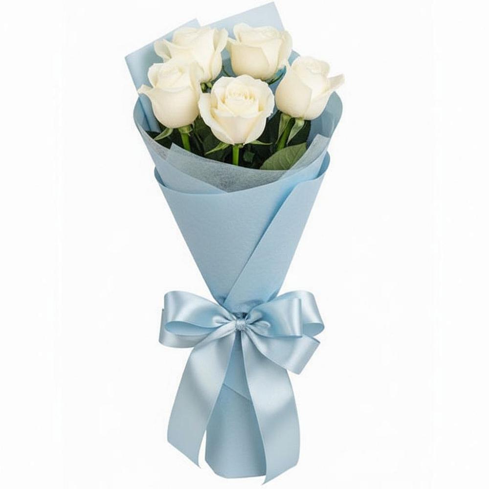 Букет 5 Белых роз Проуд в Катайске