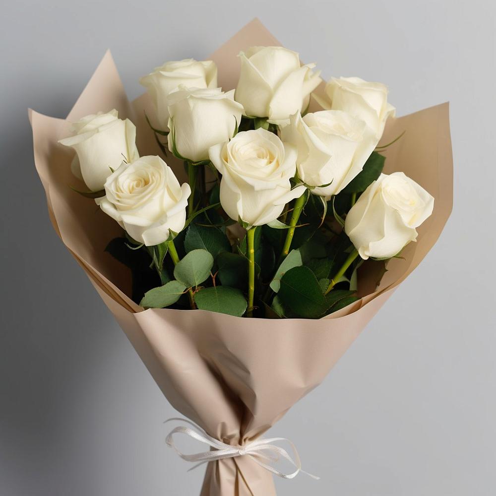 Букет 9 Белых роз Эдлесс Лав в Катайске