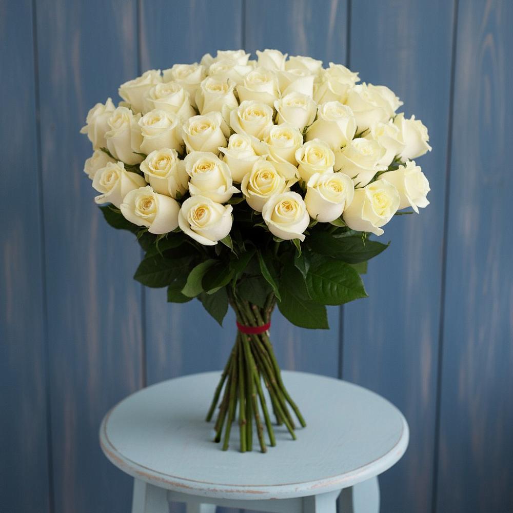 Букет 51 Белая роза Эдлесс Лав в Катайске