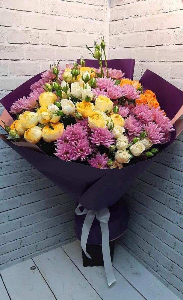 Букет цветов из: Хризантемы и Розы в Катайске