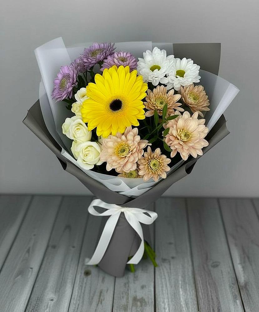 Букет цветов из: Розы, Герберы и Хризантемы в Катайске