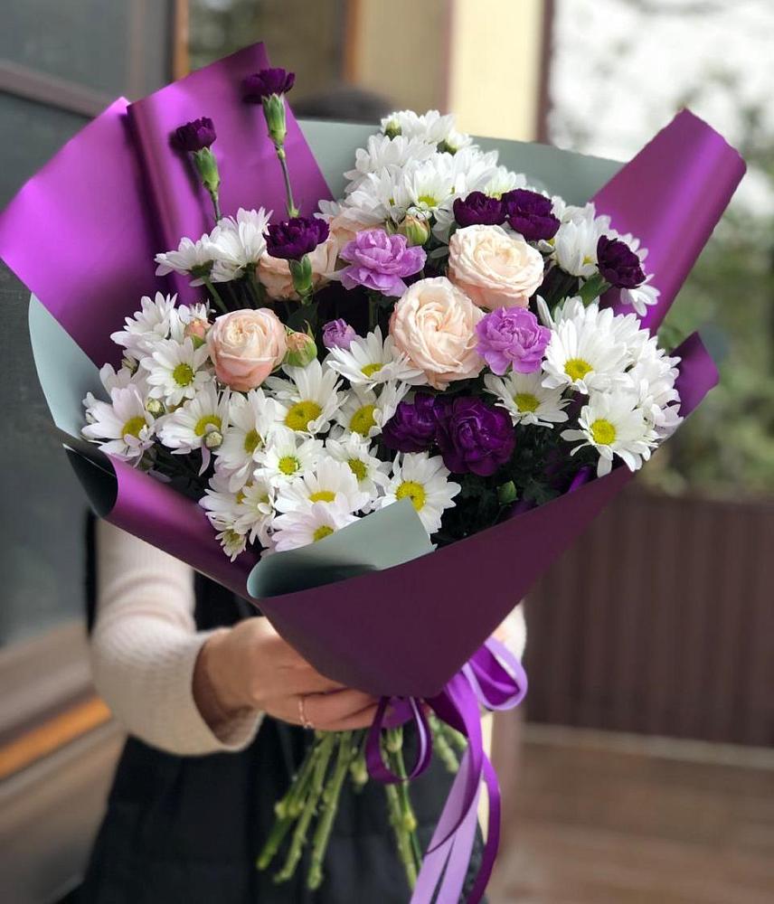 Букет цветов из: Хризантемы, Гвоздики и Розы в Катайске