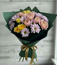 Букет цветов из:  Хризантемы и Розы в Катайске