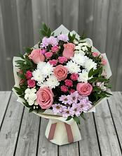 Букет цветов из:  Альстромерии, Гвоздики, Розы и Хризантемы в Катайске