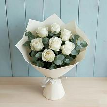 Букет Белые розы в Эвкалипте #REPLACE_PRED# Катайске