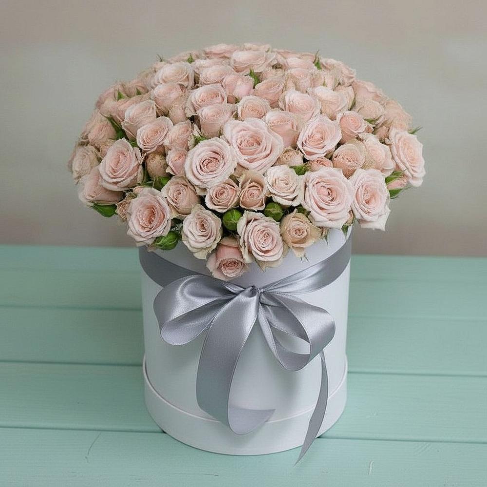 Цветочная композиция из Розы в шляпной коробке в Катайске